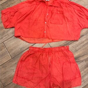 Vibrant Red High Waist Women's Shorts